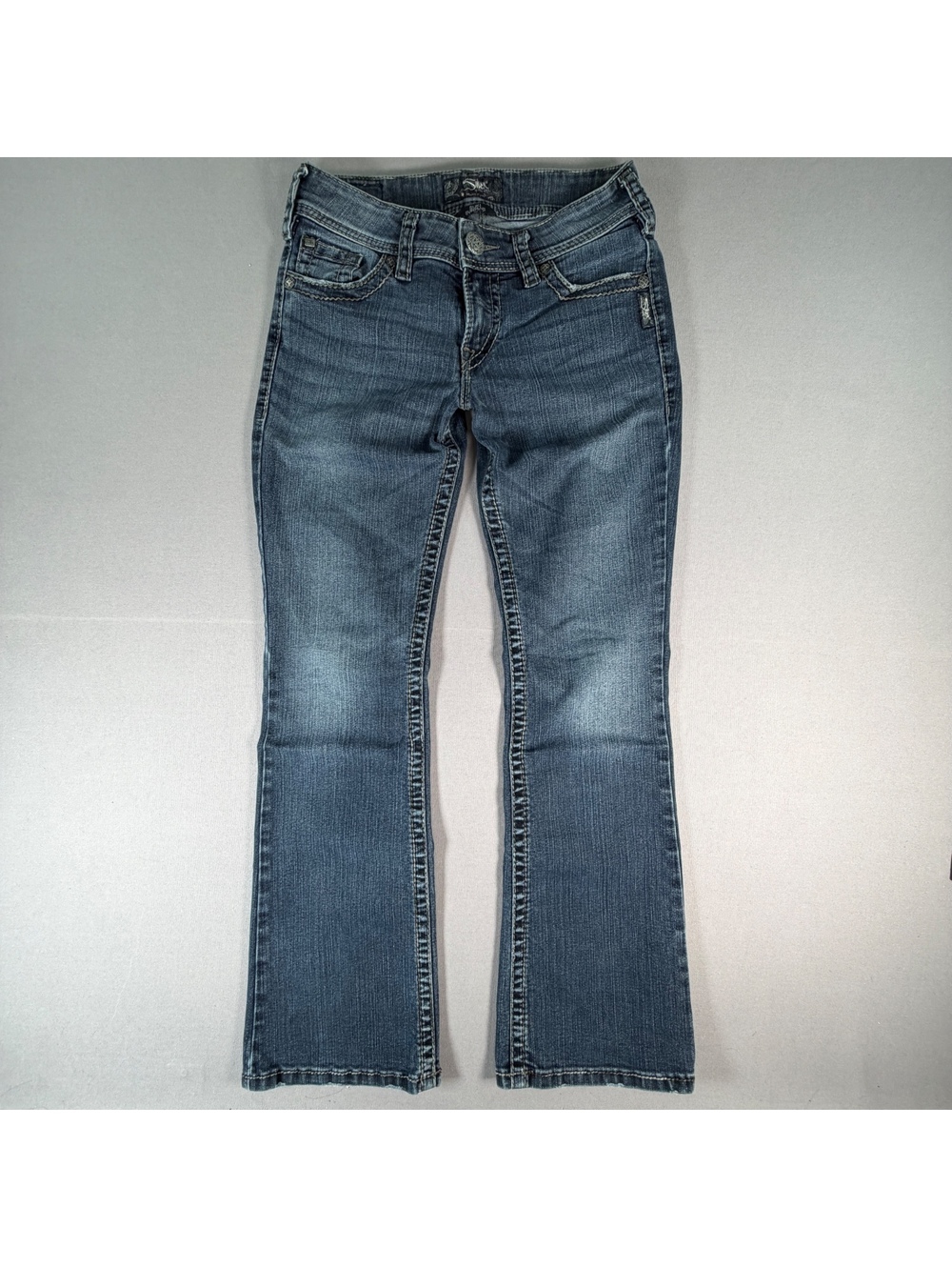 Silver Jeans Womens 30x29 Blue Suki Bootcut Flap Pocket Y2K Stretch Denim Jeans